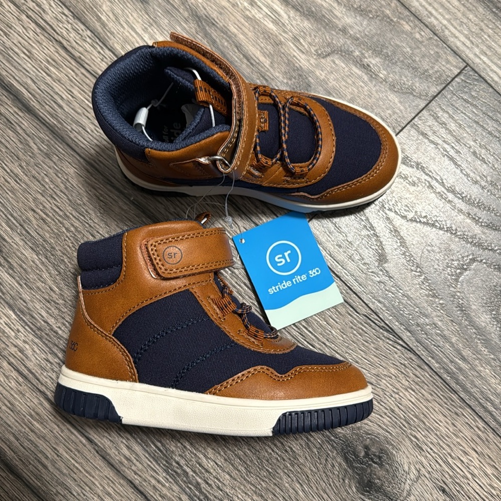 Stride rite boots Porter brown navy blue size 10M boys new